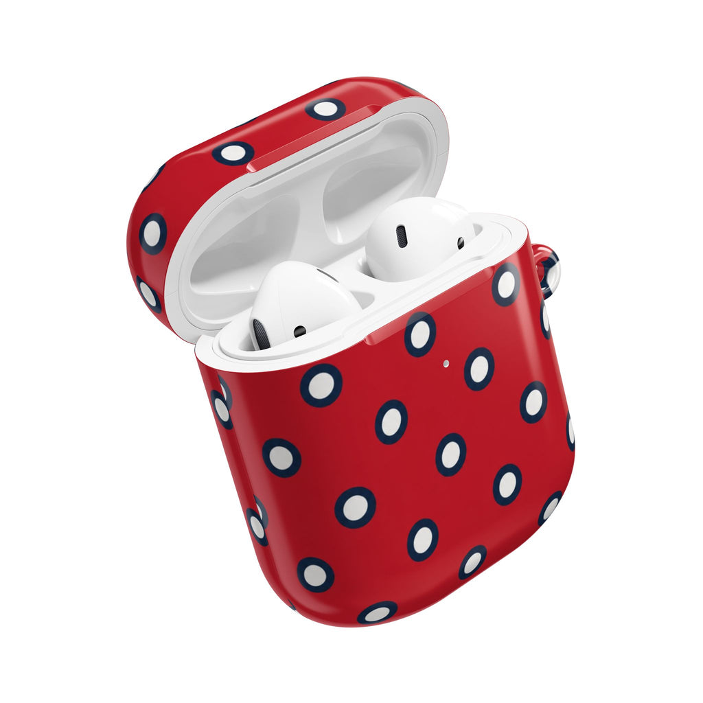 Navy Polka Dot Red AirPod Case