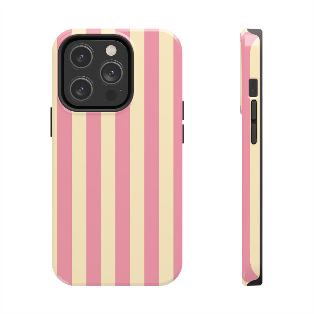 Pink Cream Vertical Candy Stripe Phone Case | Tough Phone Cases