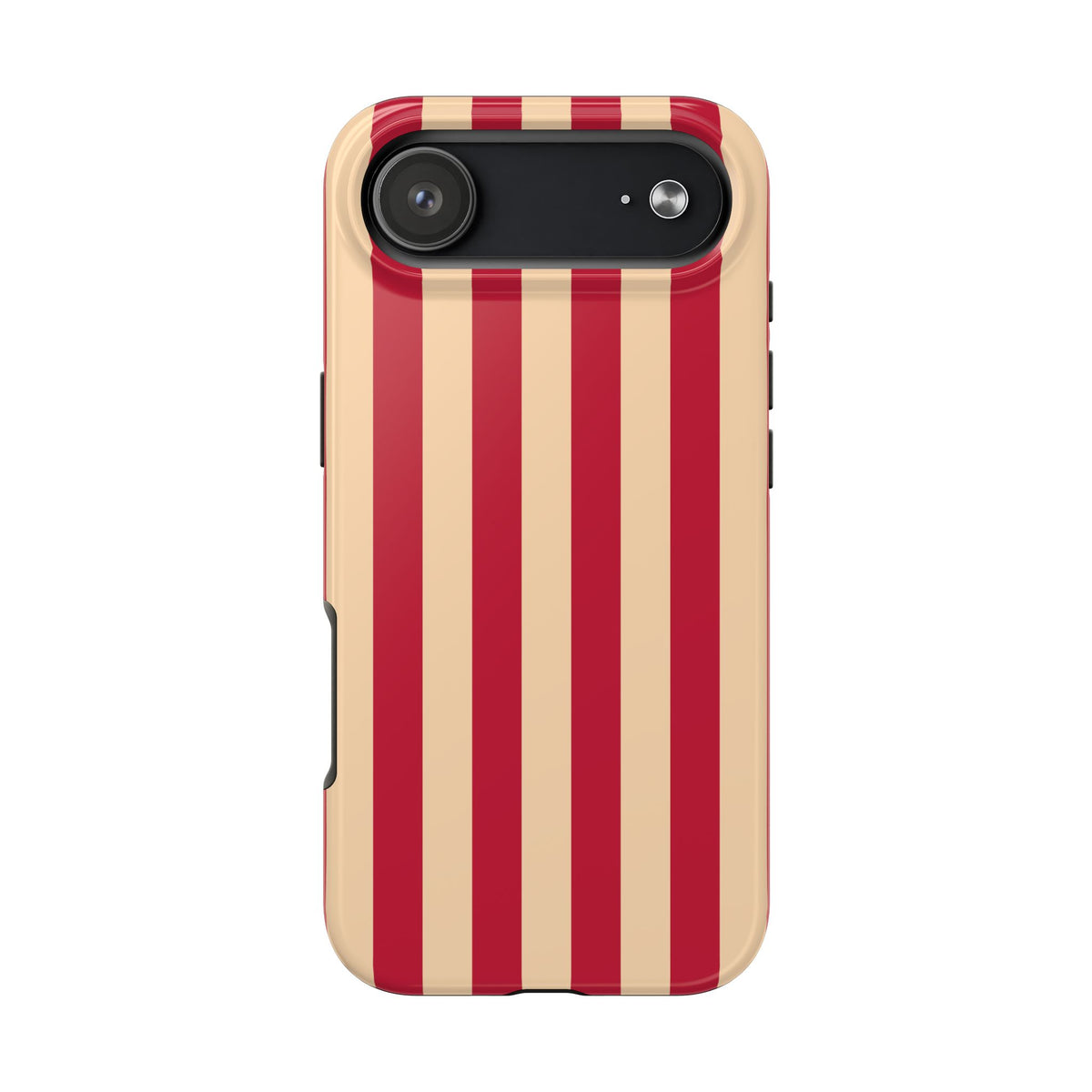 Retro Red & Cream Stripe Phone Case — Tough Protective Cover