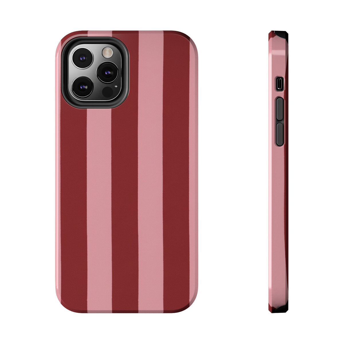 Striped Burgundy & Blush Phone Case