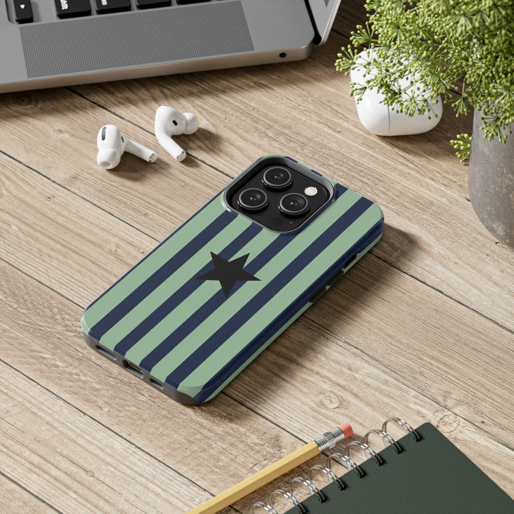 Stylish Tough Phone Cases, Durable Smartphone Covers, Trendy Tech Accessories, Unique Gifts for Teens, Striped Star Design