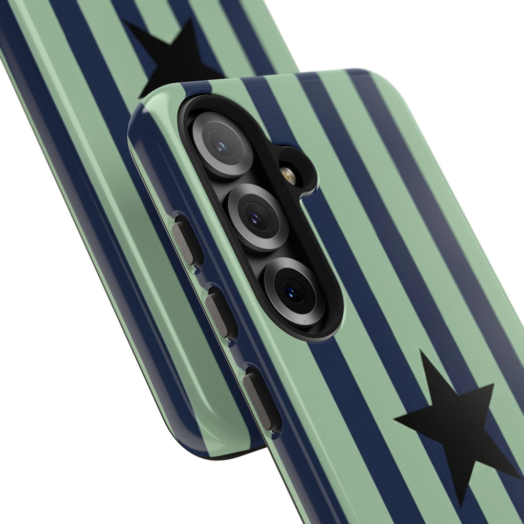 Stylish Tough Phone Cases, Durable Smartphone Covers, Trendy Tech Accessories, Unique Gifts for Teens, Striped Star Design