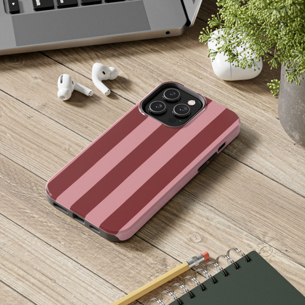 Striped Burgundy & Blush Phone Case