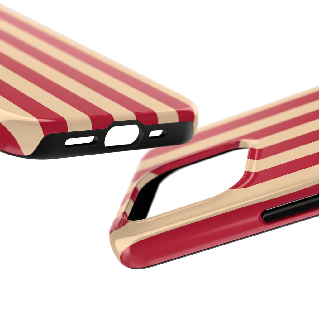 Retro Red & Cream Stripe Phone Case — Tough Protective Cover