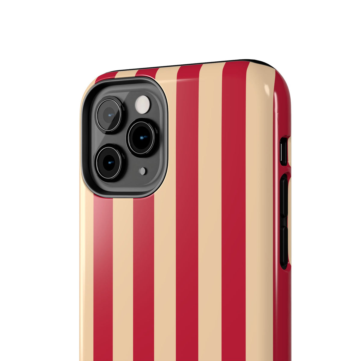 Retro Red & Cream Stripe Phone Case — Tough Protective Cover