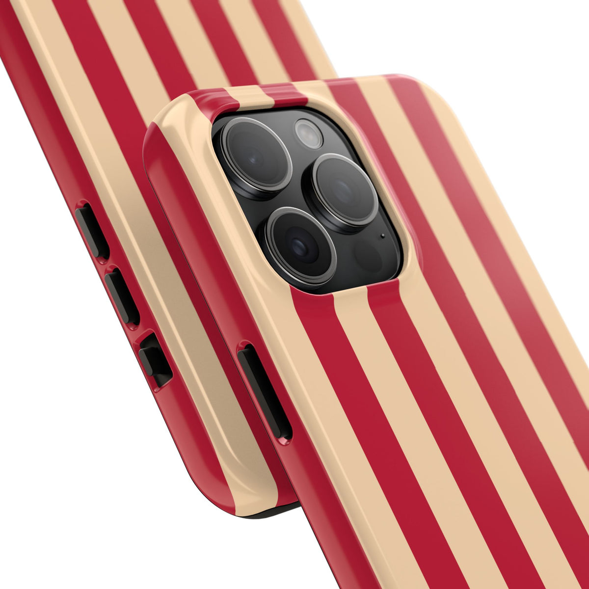 Retro Red & Cream Stripe Phone Case — Tough Protective Cover