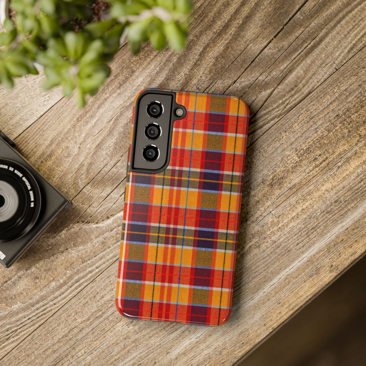 Autumn Plaid Tough Phone Case | Orange Red Yellow Plaid