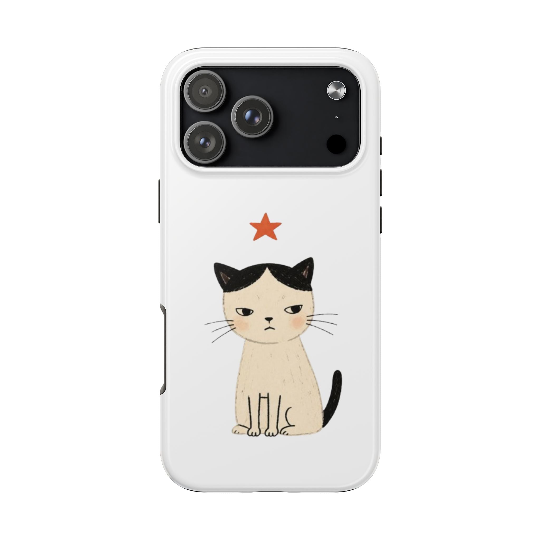 Grumpy Cat Illustration Phone Case | Cute Cat with Star Tough Case