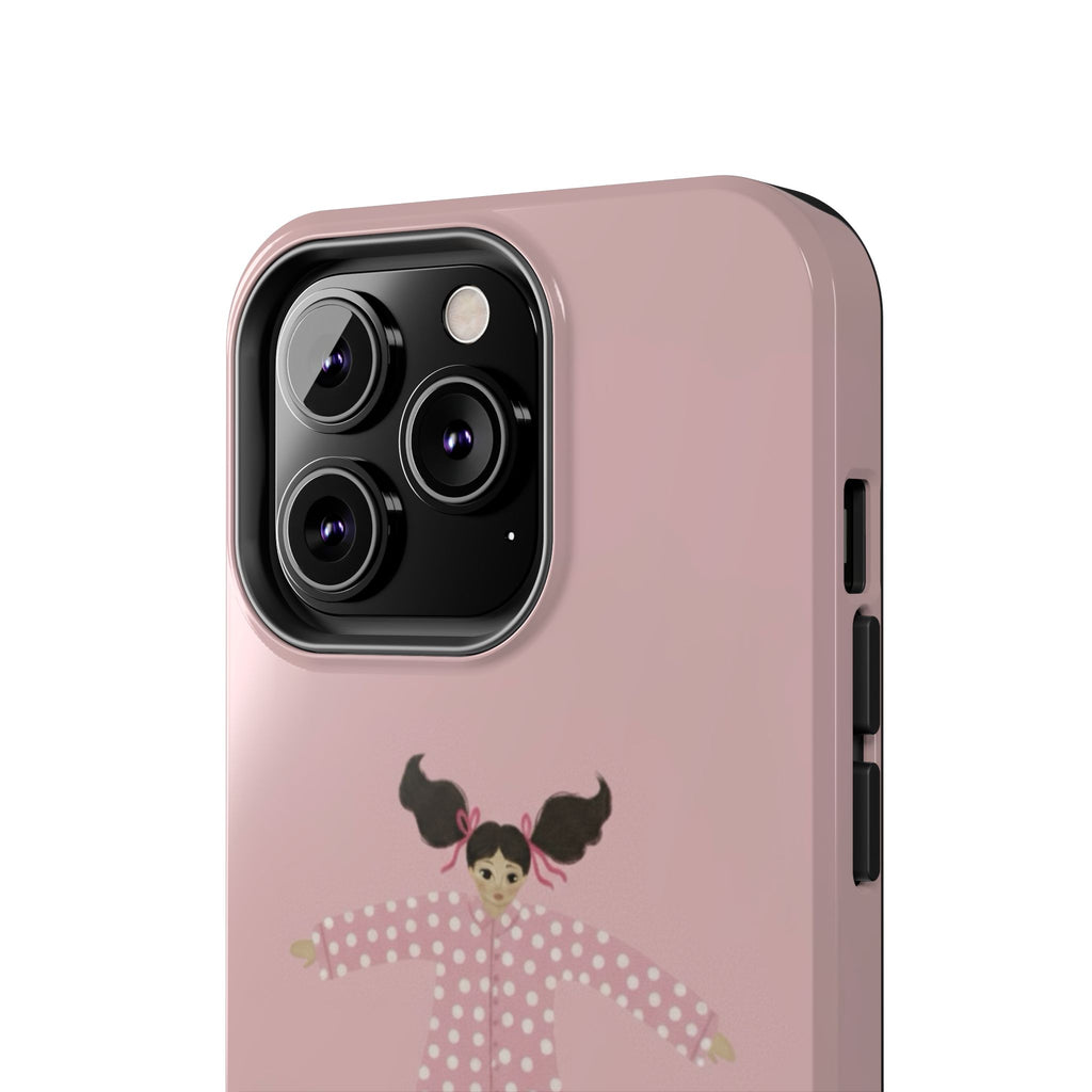 Pink Girl Drawing Tough Phone Case, Cute Protective Cover, Stylish Phone Accessories, Customizable Phone Case, Trendy Cell Phone Case