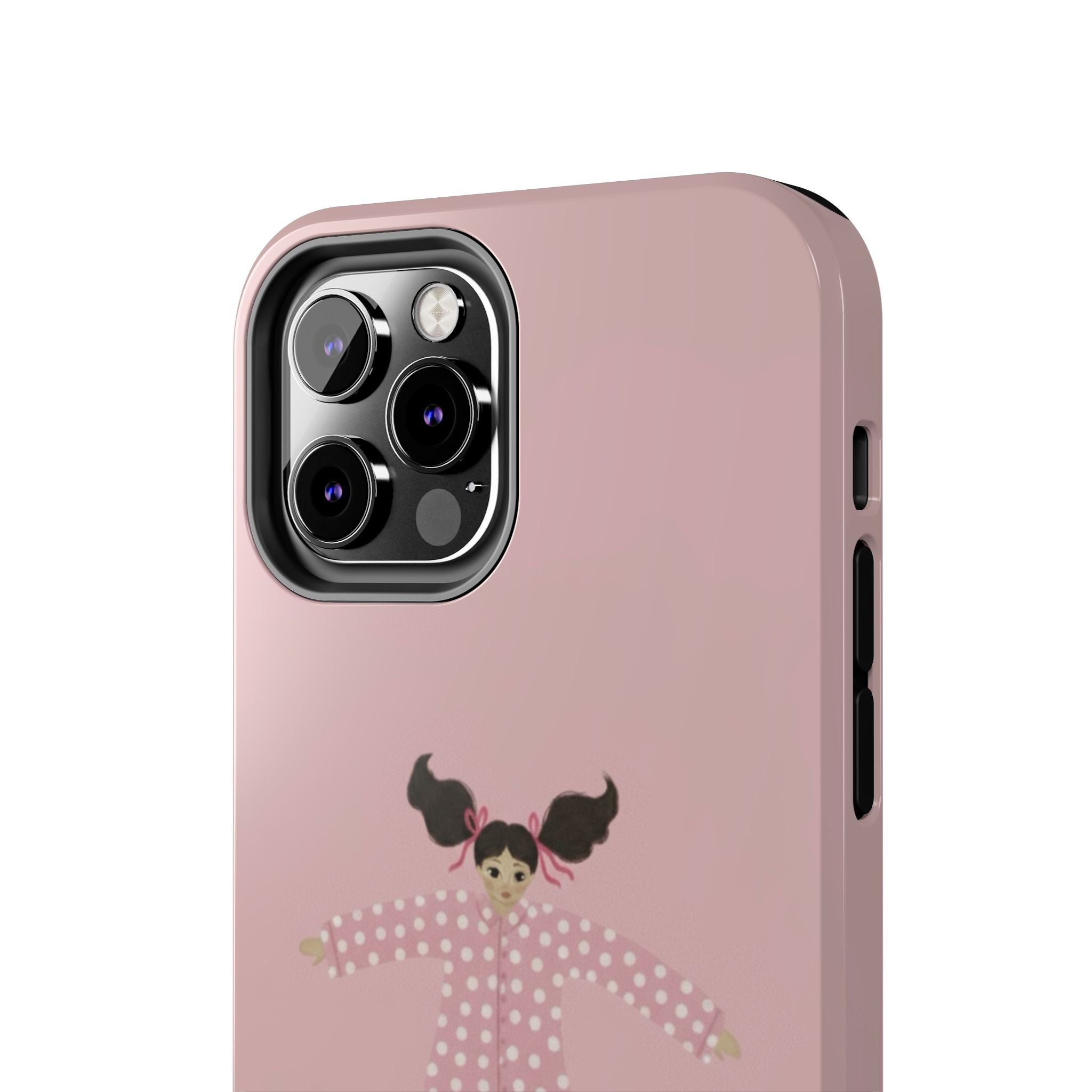 Pink Girl Drawing Tough Phone Case, Cute Protective Cover, Stylish Phone Accessories, Customizable Phone Case, Trendy Cell Phone Case