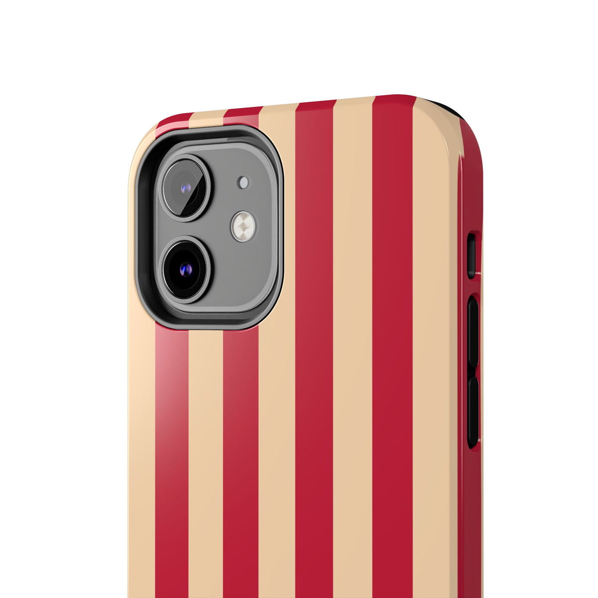 Retro Red & Cream Stripe Phone Case — Tough Protective Cover