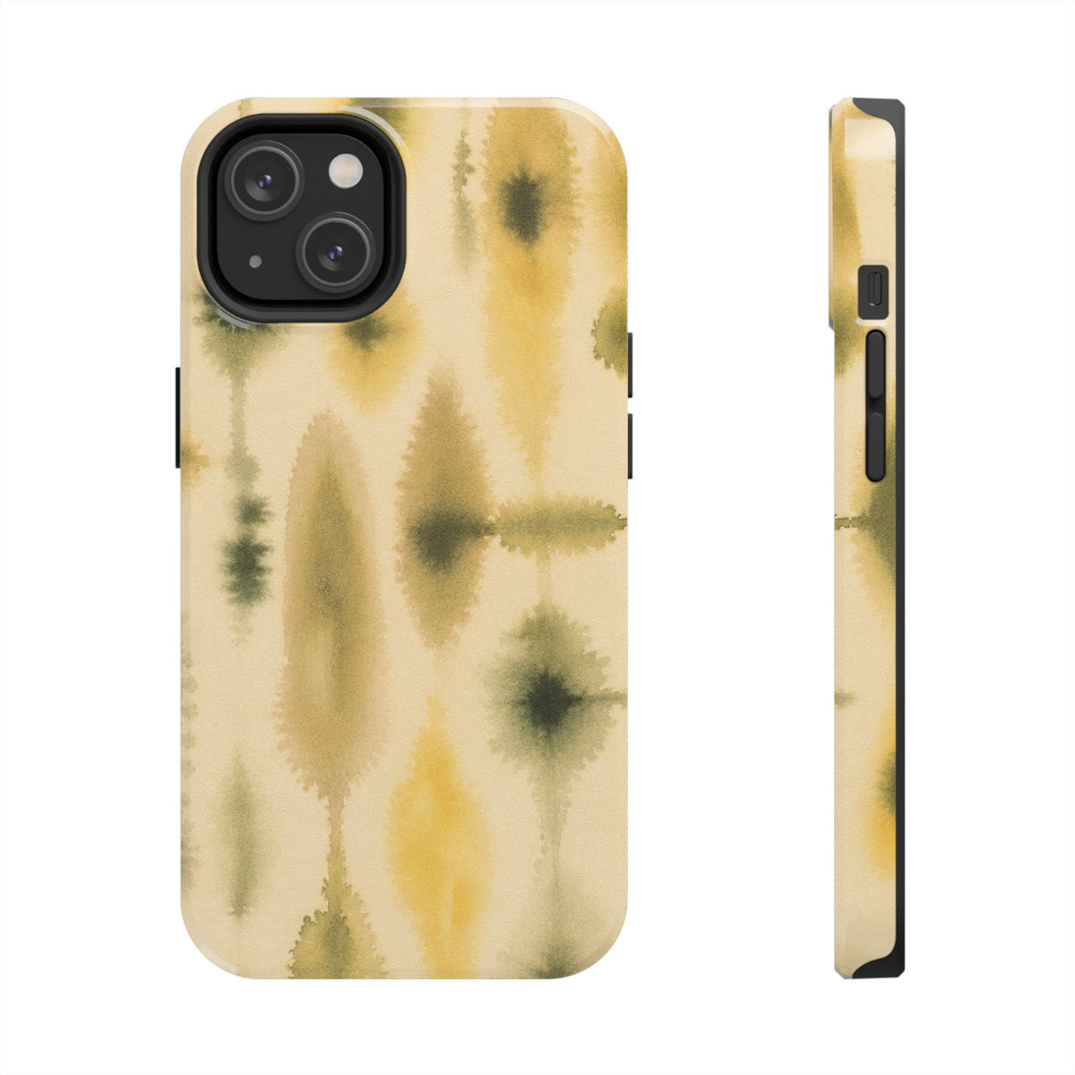 Watercolor Trees Phone Case | Abstract Forest Pattern, Olive & Mustard