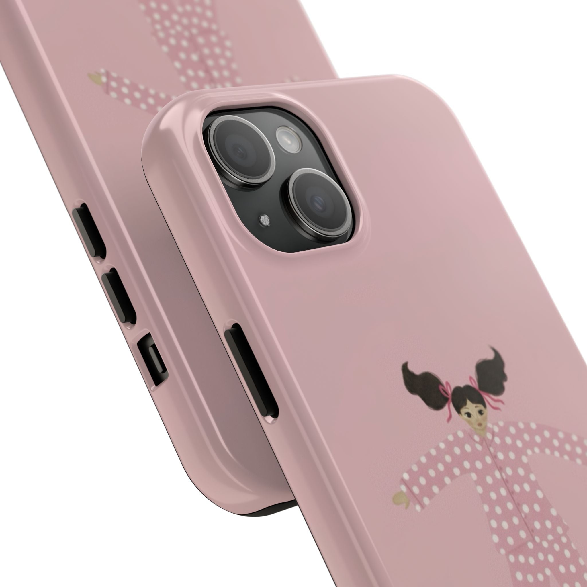 Pink Girl Drawing Tough Phone Case, Cute Protective Cover, Stylish Phone Accessories, Customizable Phone Case, Trendy Cell Phone Case