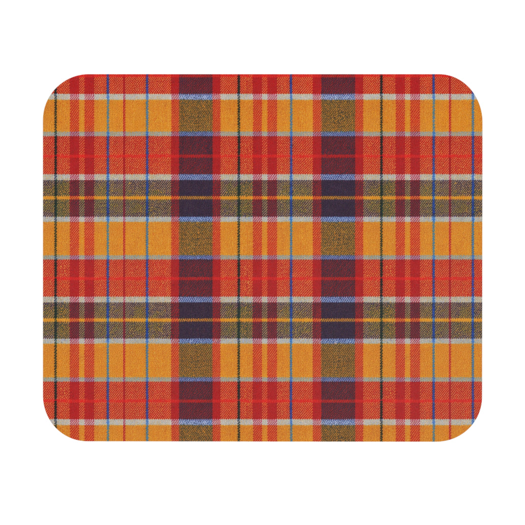 Autumn Plaid Mouse Pad | Orange Yellow Tartan Desk Mat