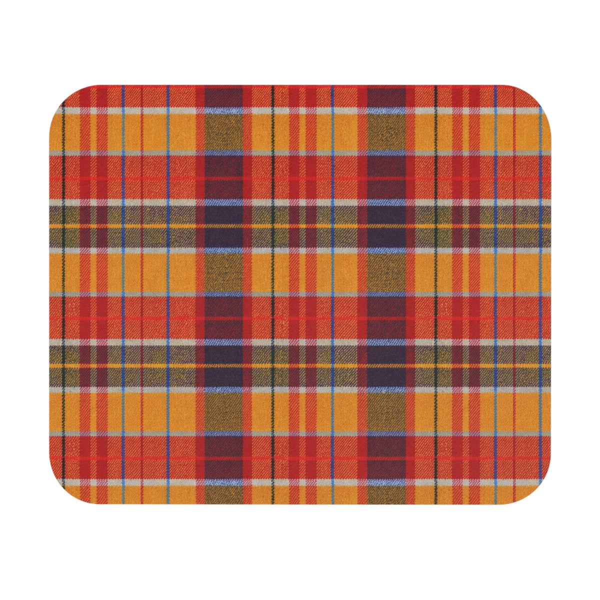 Autumn Plaid Mouse Pad | Orange Yellow Tartan Desk Mat