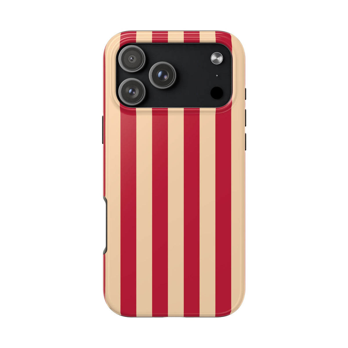 Retro Red & Cream Stripe Phone Case — Tough Protective Cover