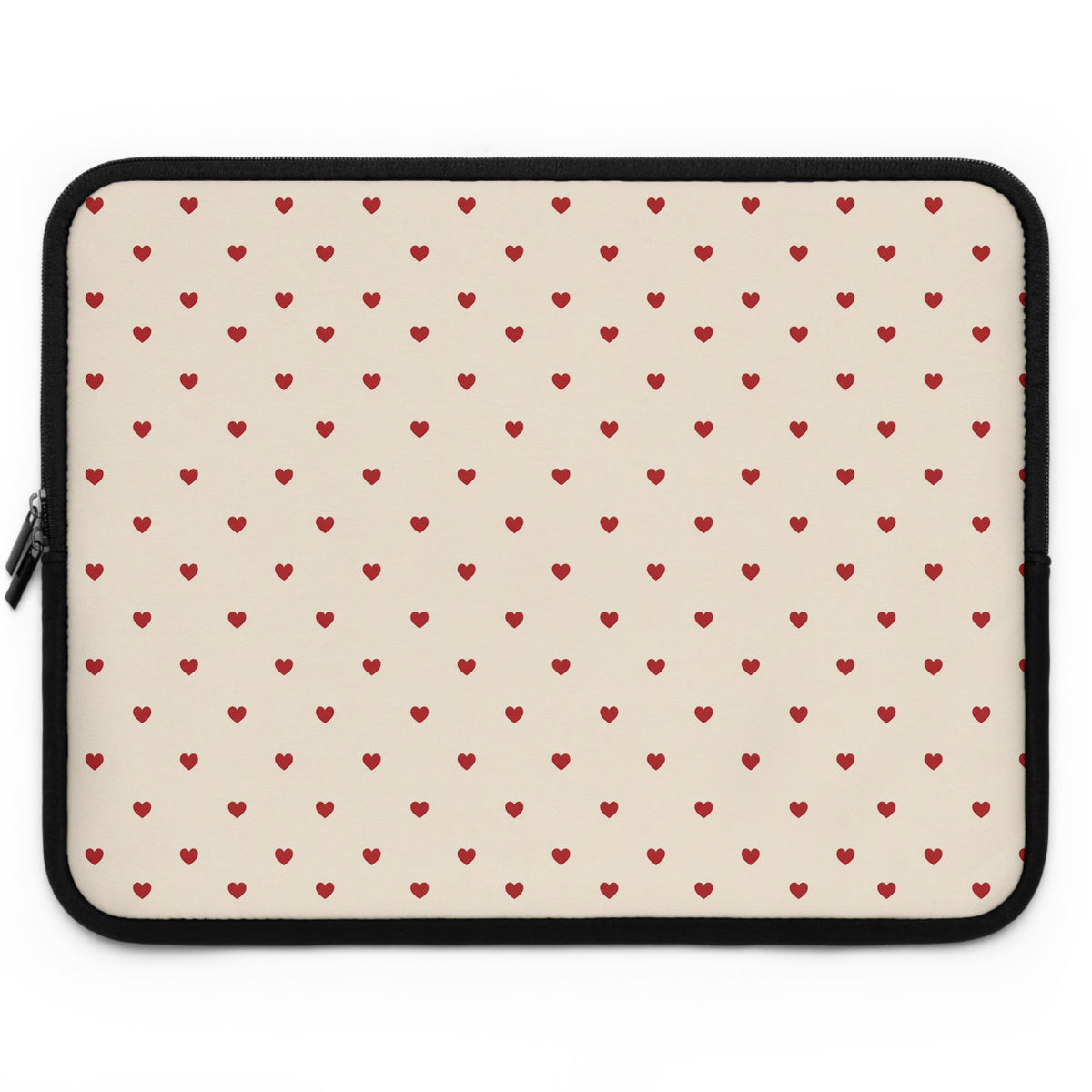 Tiny Red Hearts Laptop Sleeve | Minimal Polka Dot Pattern