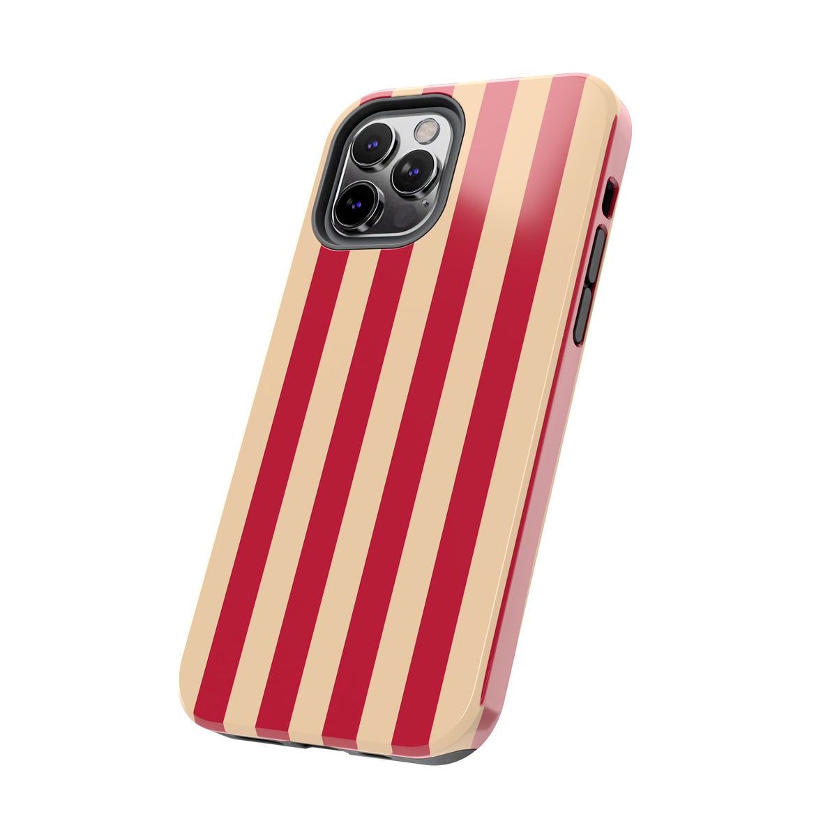 Retro Red & Cream Stripe Phone Case — Tough Protective Cover