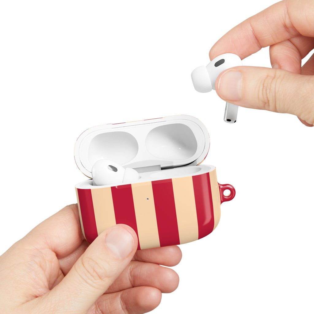 Red and Cream Stripe AirPod Case