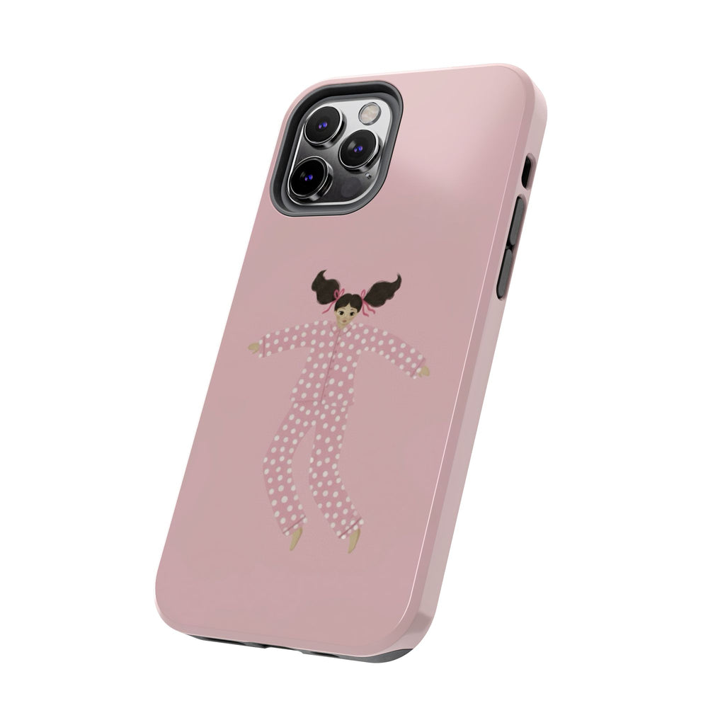 Pink Girl Drawing Tough Phone Case, Cute Protective Cover, Stylish Phone Accessories, Customizable Phone Case, Trendy Cell Phone Case