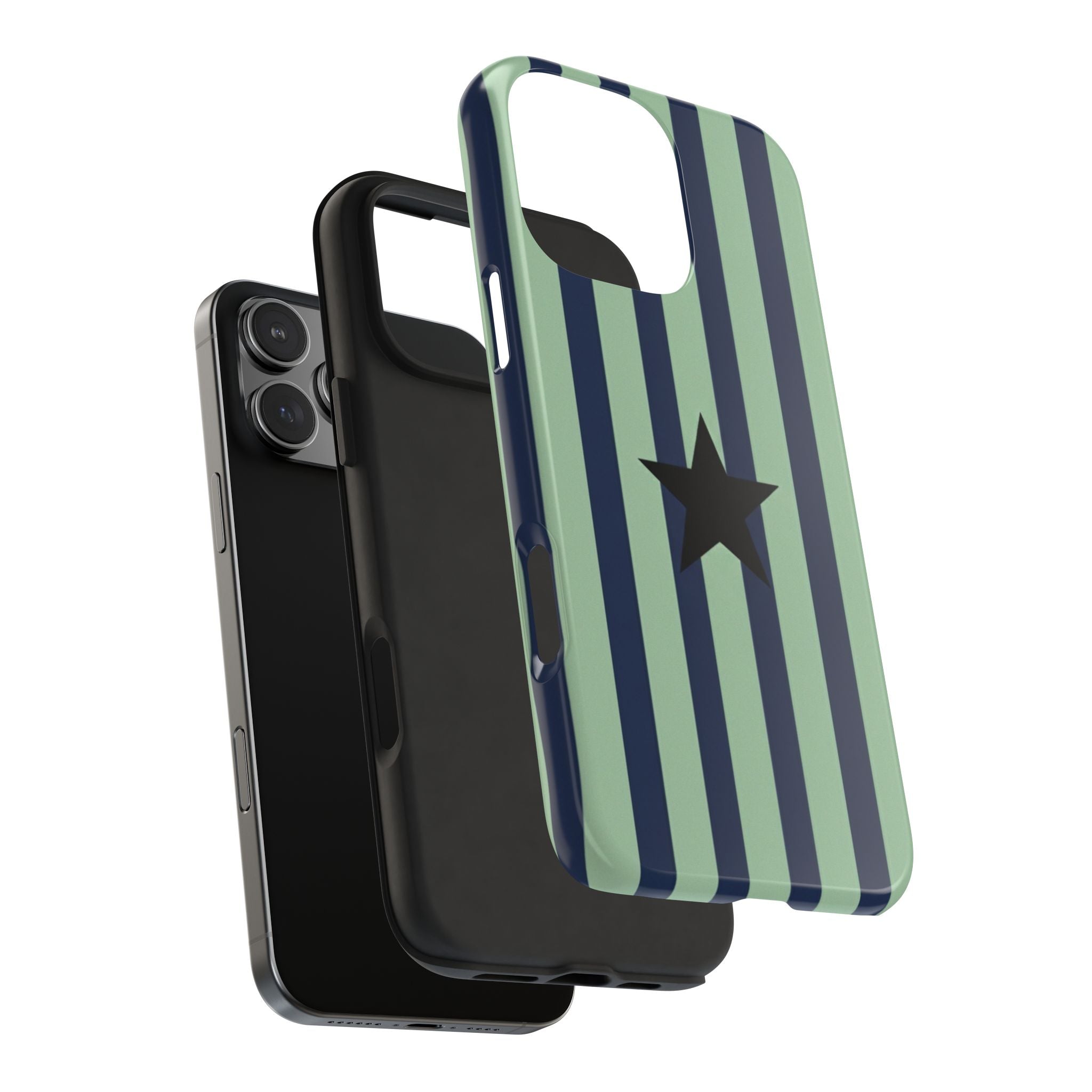 Stylish Tough Phone Cases, Durable Smartphone Covers, Trendy Tech Accessories, Unique Gifts for Teens, Striped Star Design