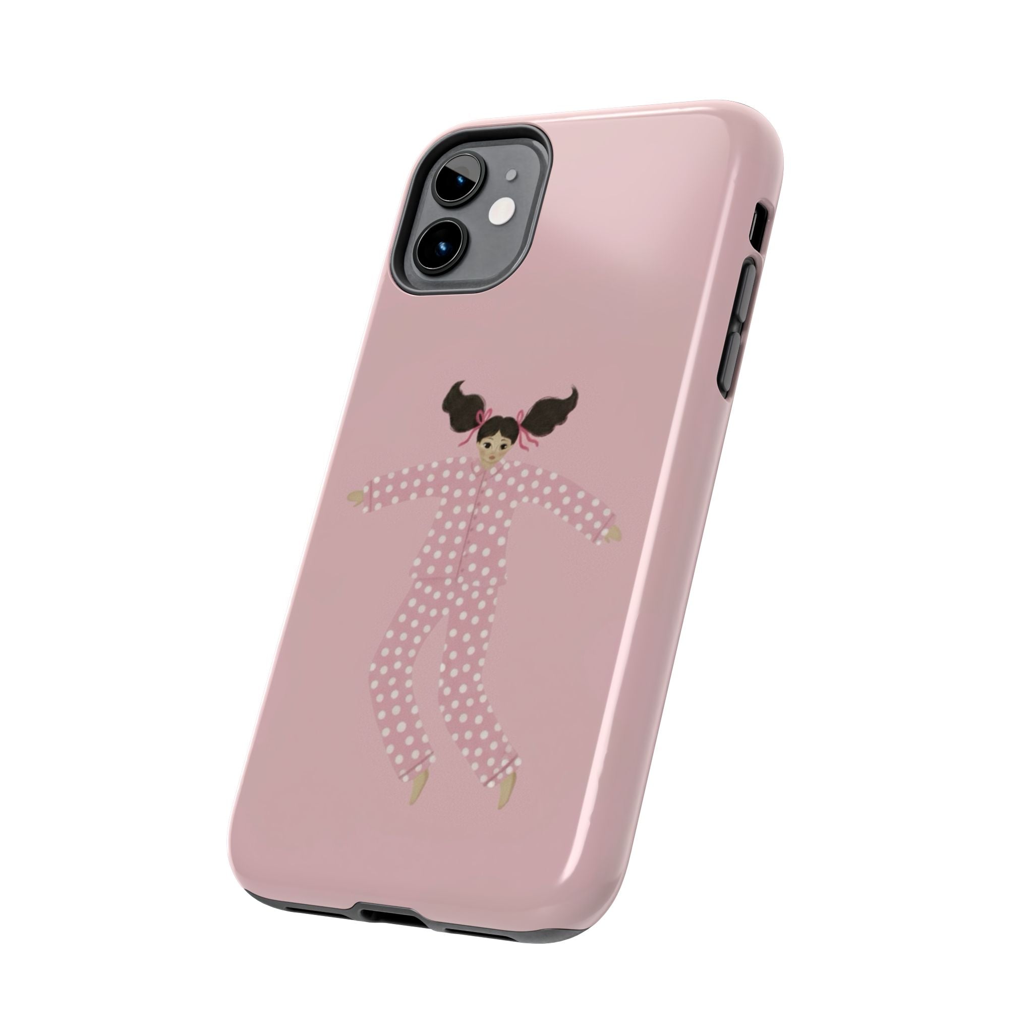 Pink Girl Drawing Tough Phone Case, Cute Protective Cover, Stylish Phone Accessories, Customizable Phone Case, Trendy Cell Phone Case