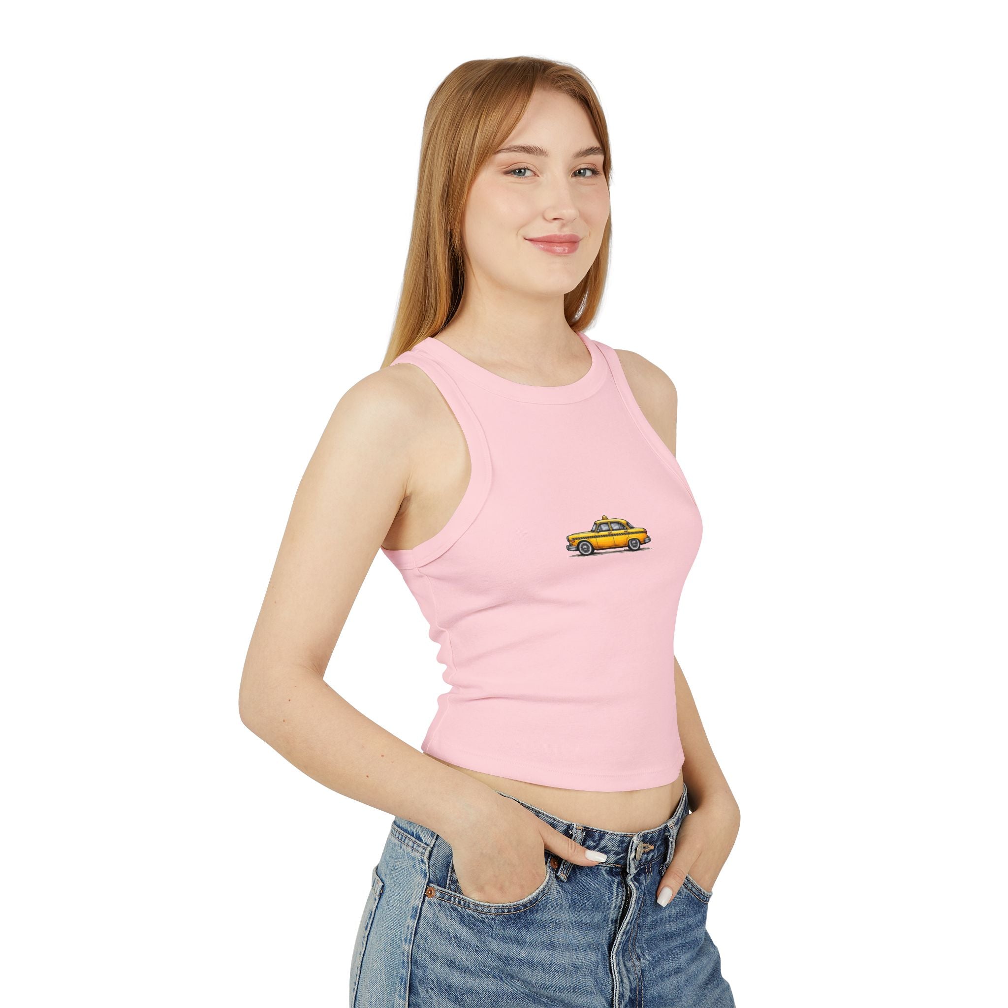 Yellow Taxi Graphic Tank Top | Vintage Cab Illustration