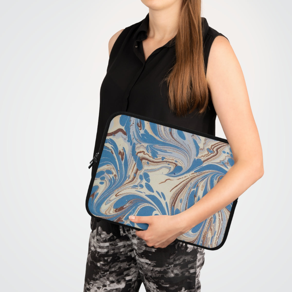Blue Brown Marble Swirl Laptop Sleeve
