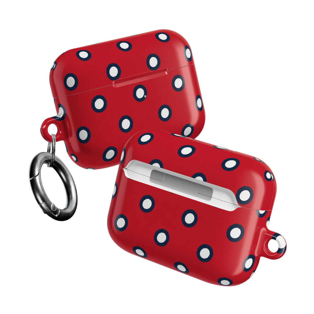 Navy Polka Dot Red AirPod Case