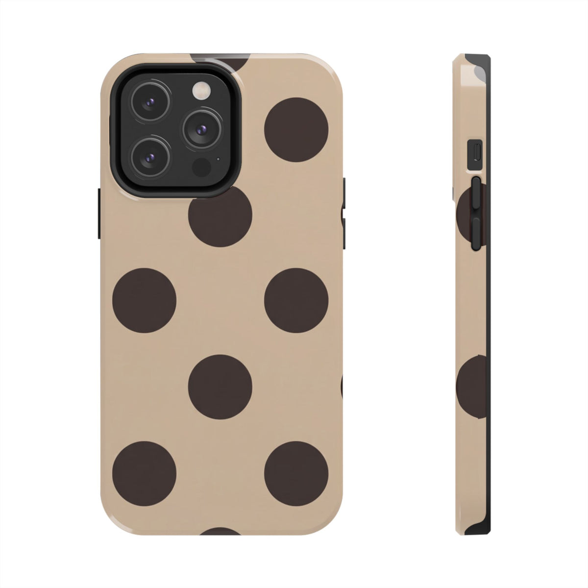 Chocolate Polka Dot Tough Phone Case — Beige Protective Phone Cover