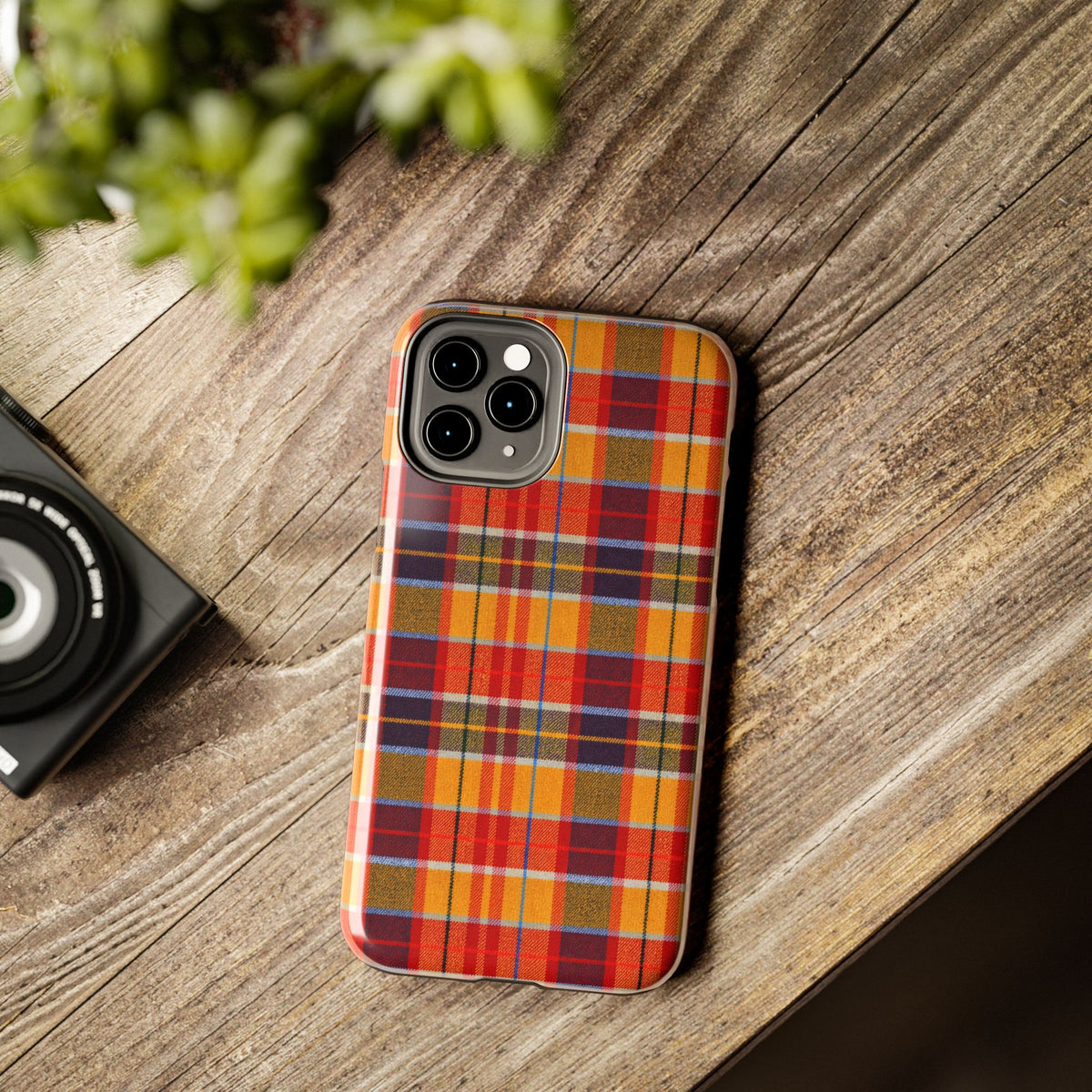 Autumn Plaid Tough Phone Case | Orange Red Yellow Plaid