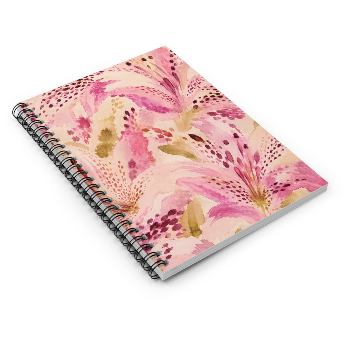 Pink Watercolor Floral Spiral Notebook | Ruled Journal