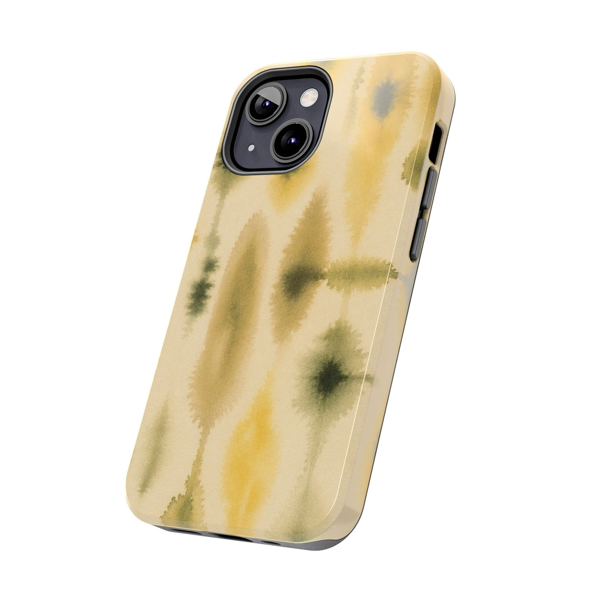 Watercolor Trees Phone Case | Abstract Forest Pattern, Olive & Mustard