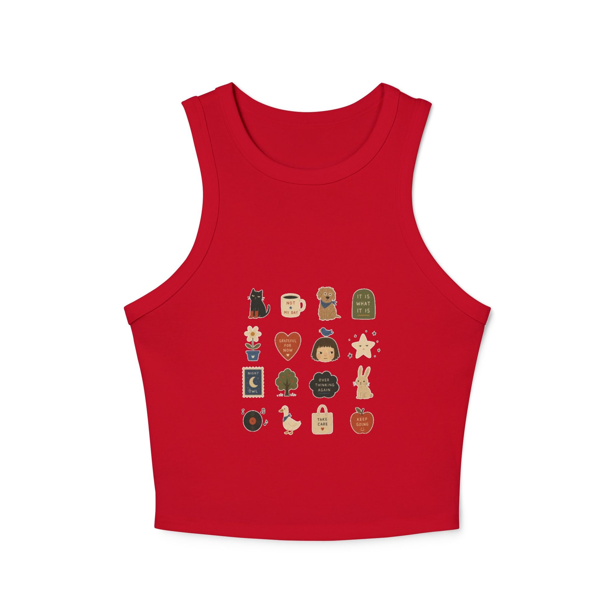 Cozy Autumn Icons tank top | fall stickers, pumpkin, coffee, sweater weather