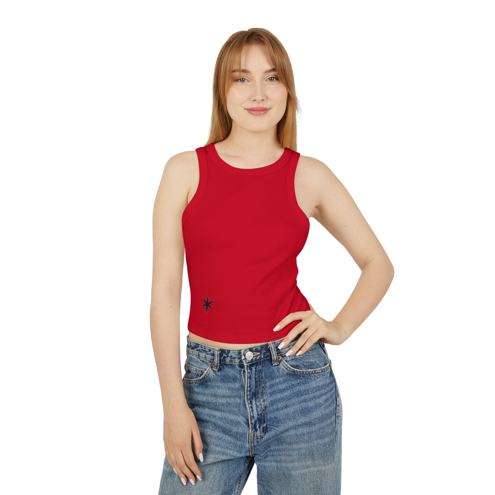 Small Starburst Minimalist Crop Tank Top | Rib Racerback