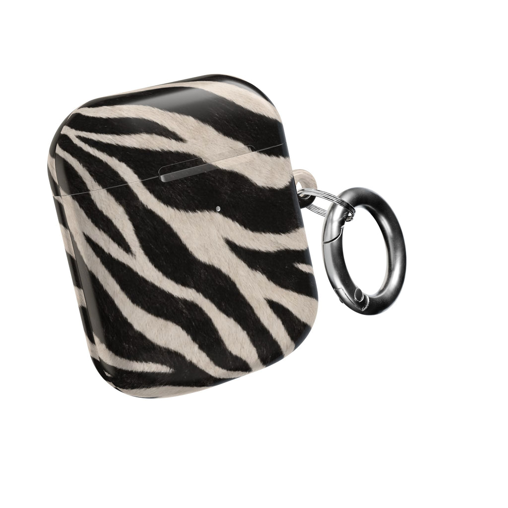 Zebra Print AirPod Case | Black White Stripes, Faux Fur Pattern