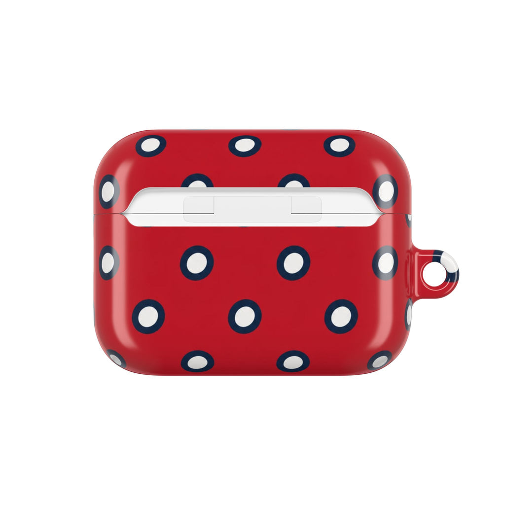 Navy Polka Dot Red AirPod Case
