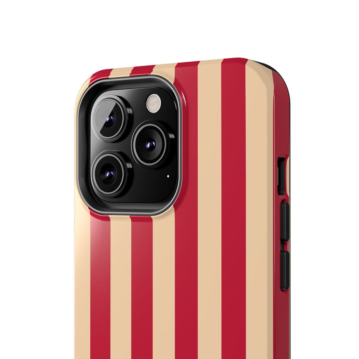 Retro Red & Cream Stripe Phone Case — Tough Protective Cover