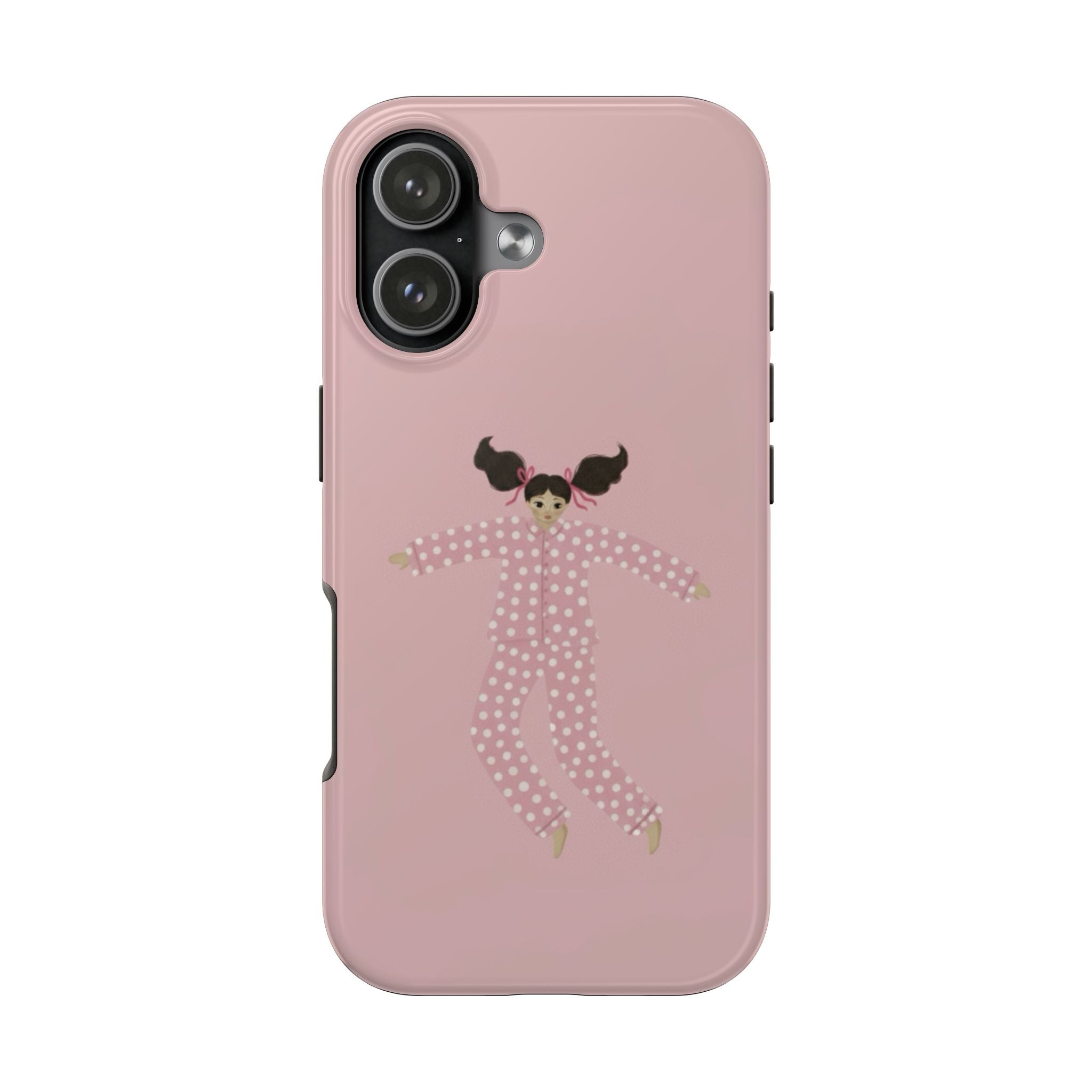 Pink Girl Drawing Tough Phone Case, Cute Protective Cover, Stylish Phone Accessories, Customizable Phone Case, Trendy Cell Phone Case