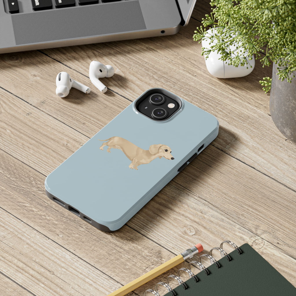 Tough Phone Cases, Dachshund Dog Blue Protective Cover, Strong Phone Shell, Rugged Device Case, Hard Smartphone Sleeve, Resilient Mobile