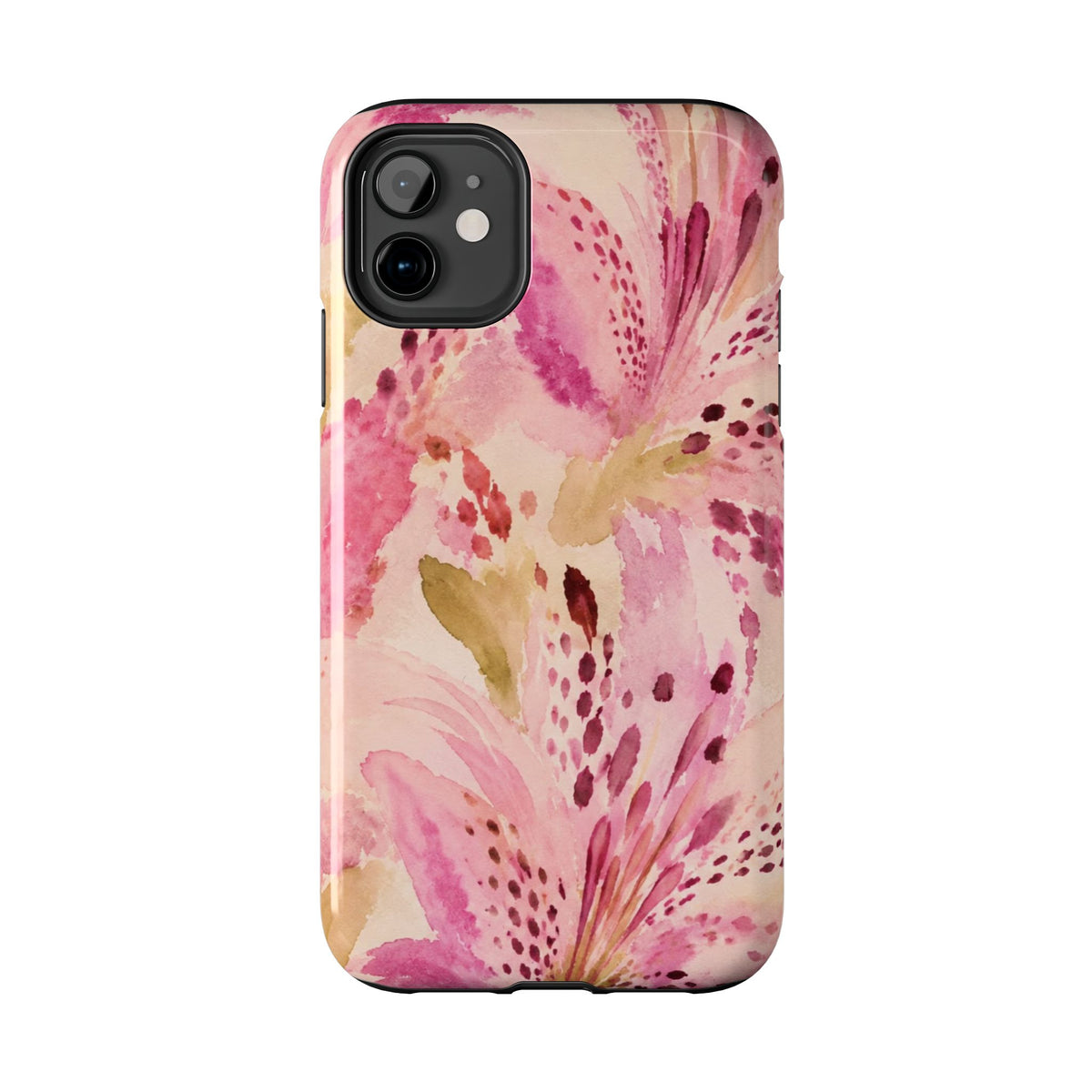 Pink Watercolor Lily Tough Phone Case | Floral Phone Case