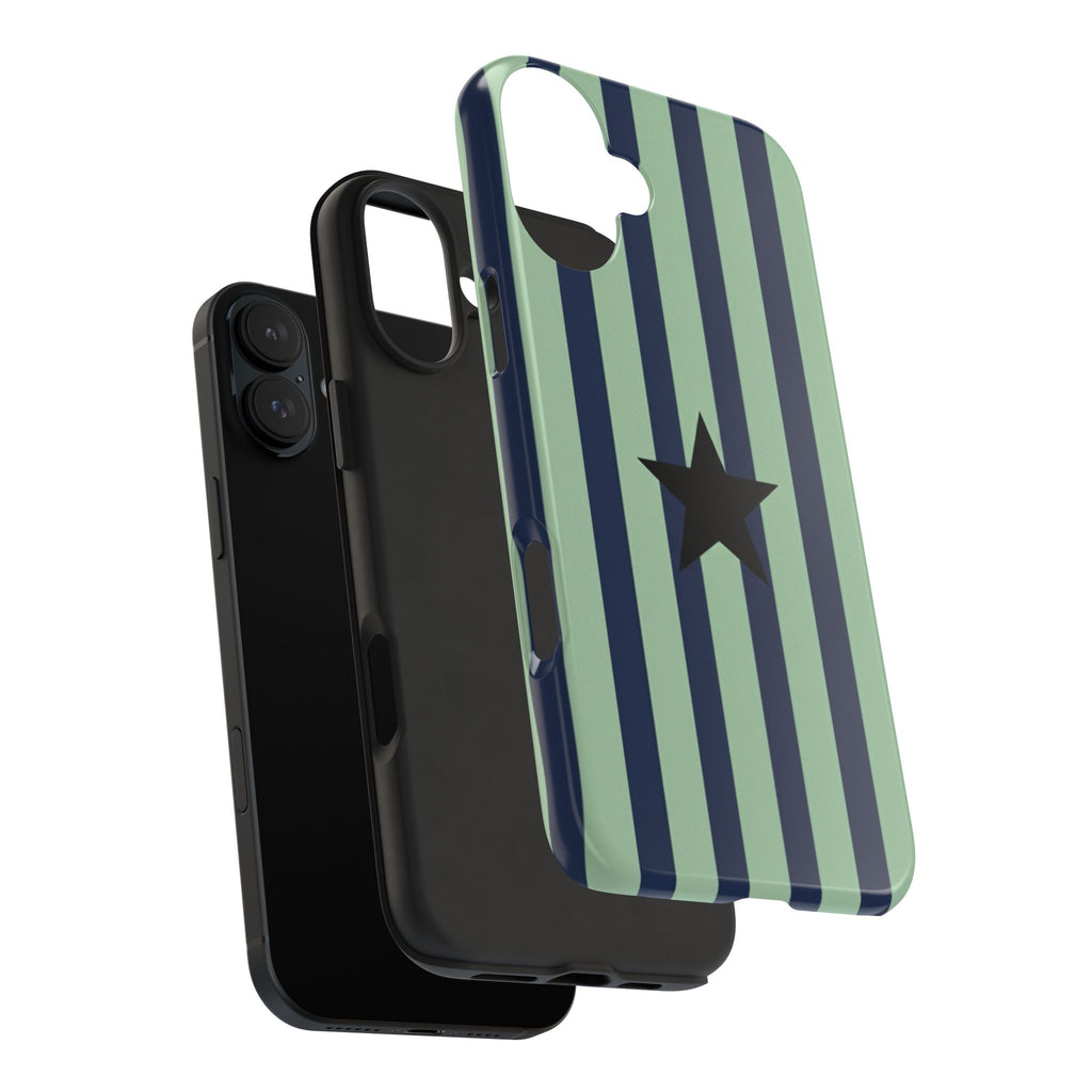 Stylish Tough Phone Cases, Durable Smartphone Covers, Trendy Tech Accessories, Unique Gifts for Teens, Striped Star Design
