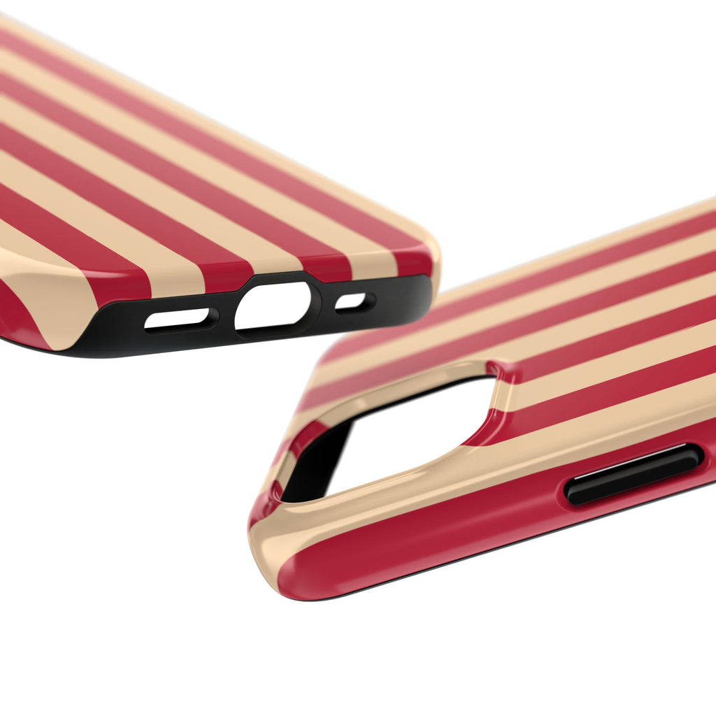 Retro Red & Cream Stripe Phone Case — Tough Protective Cover