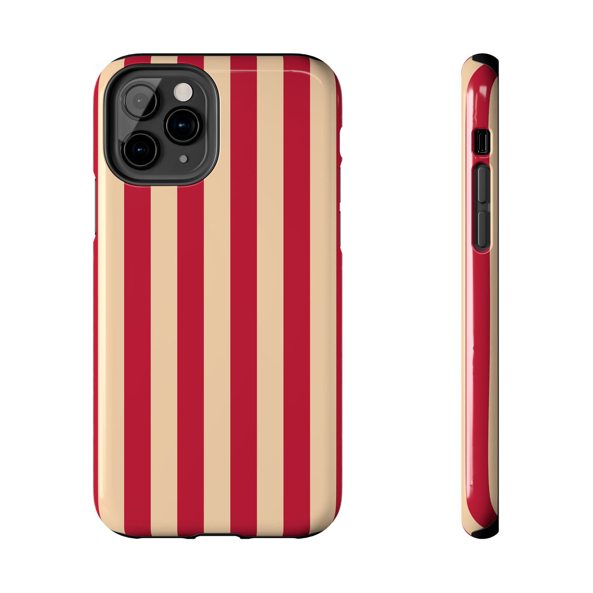 Retro Red & Cream Stripe Phone Case — Tough Protective Cover