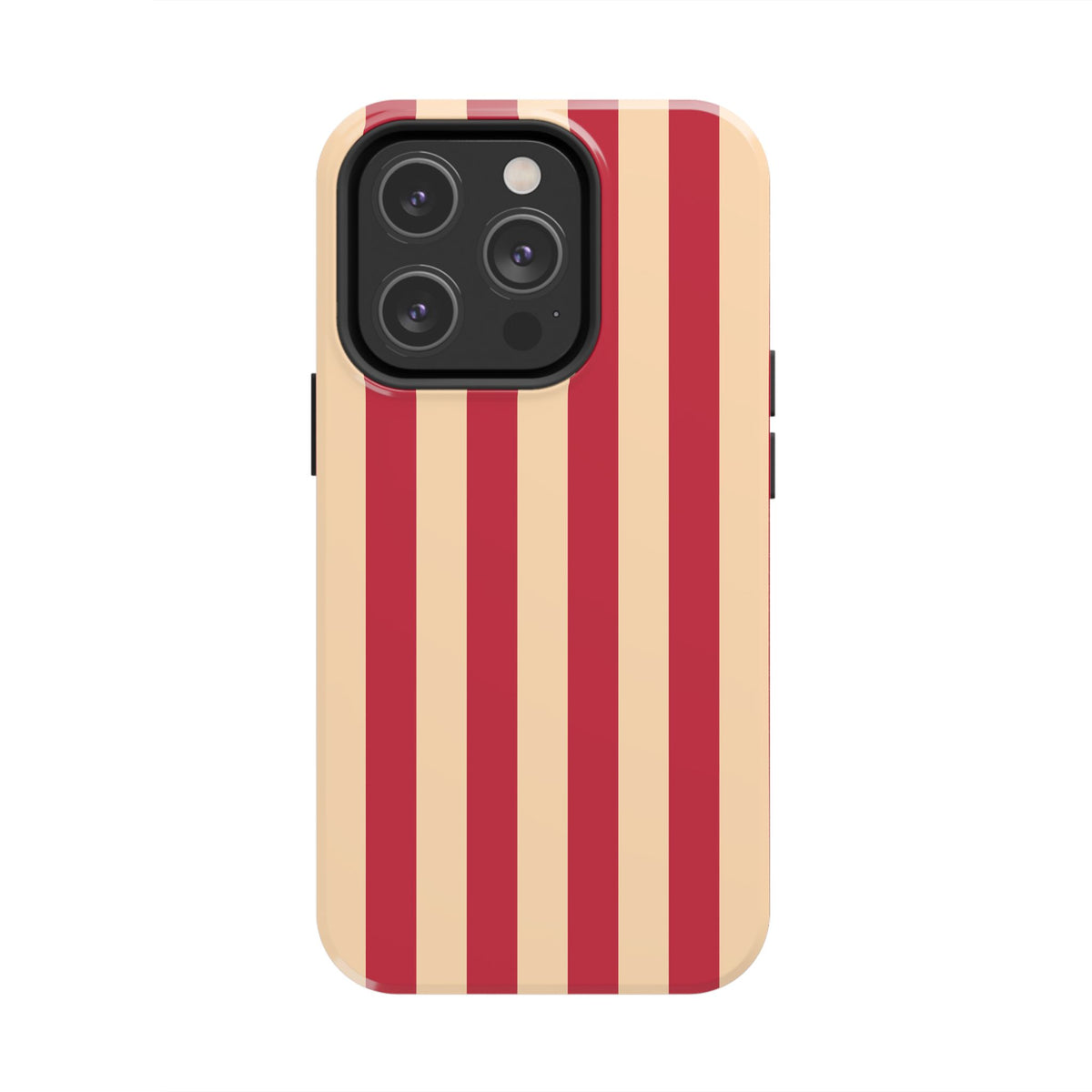 Retro Red & Cream Stripe Phone Case — Tough Protective Cover