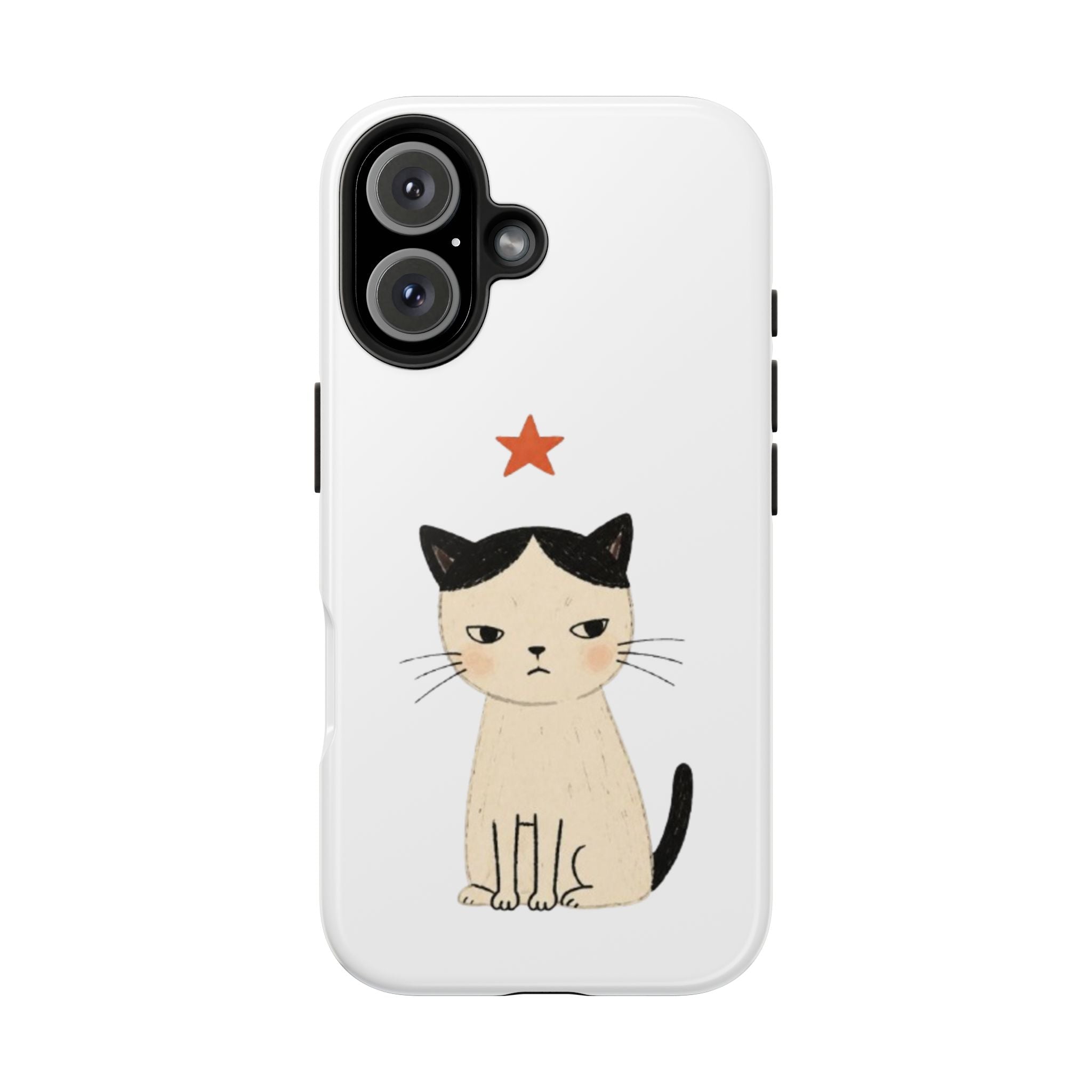 Grumpy Cat Illustration Phone Case | Cute Cat with Star Tough Case