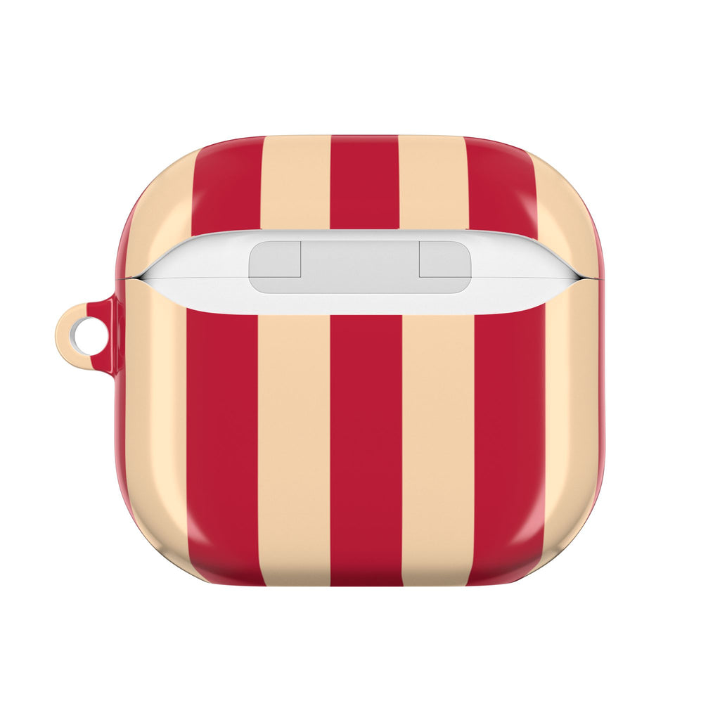 Red and Cream Stripe AirPod Case