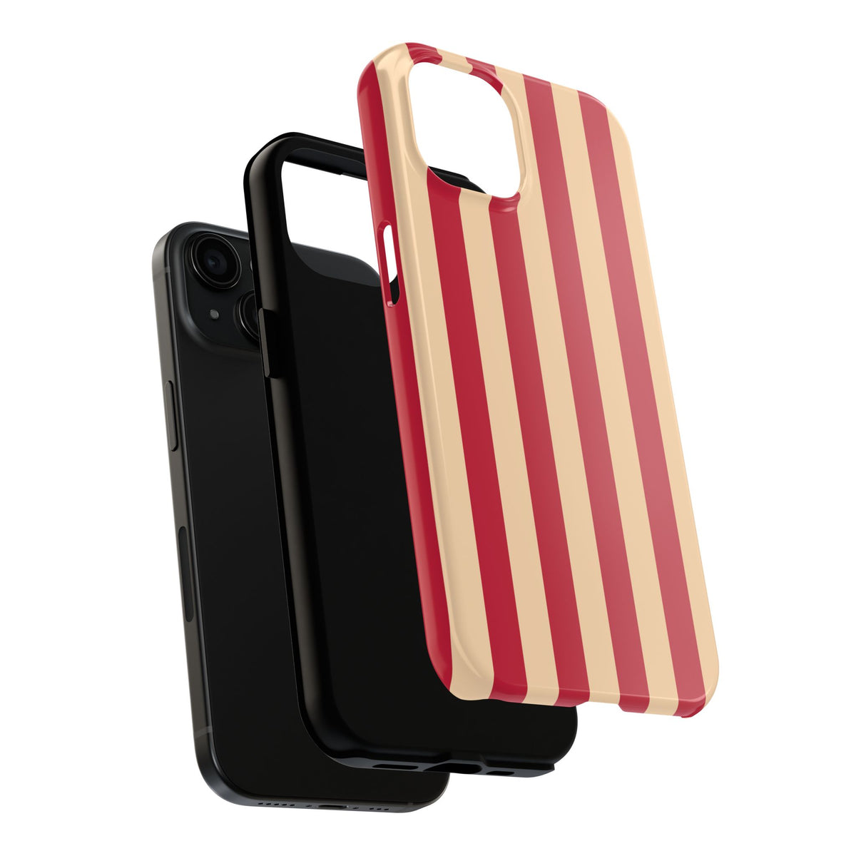 Retro Red & Cream Stripe Phone Case — Tough Protective Cover