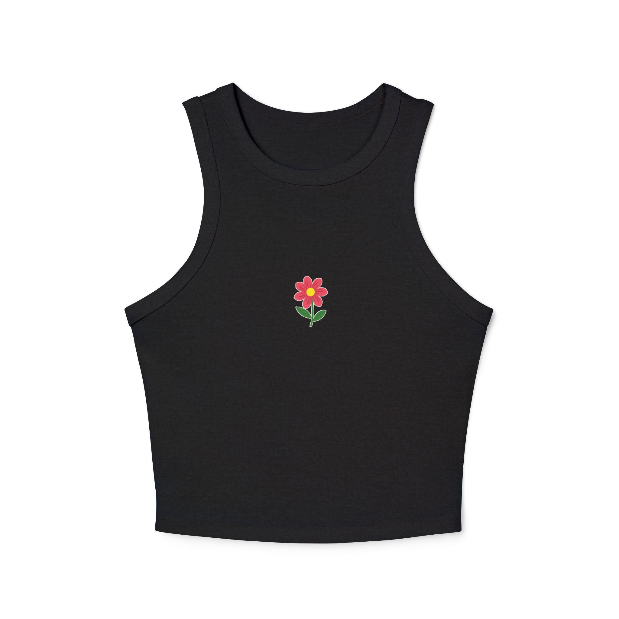 Pink Daisy Flower Crop Tank Top | Small Floral Graphic