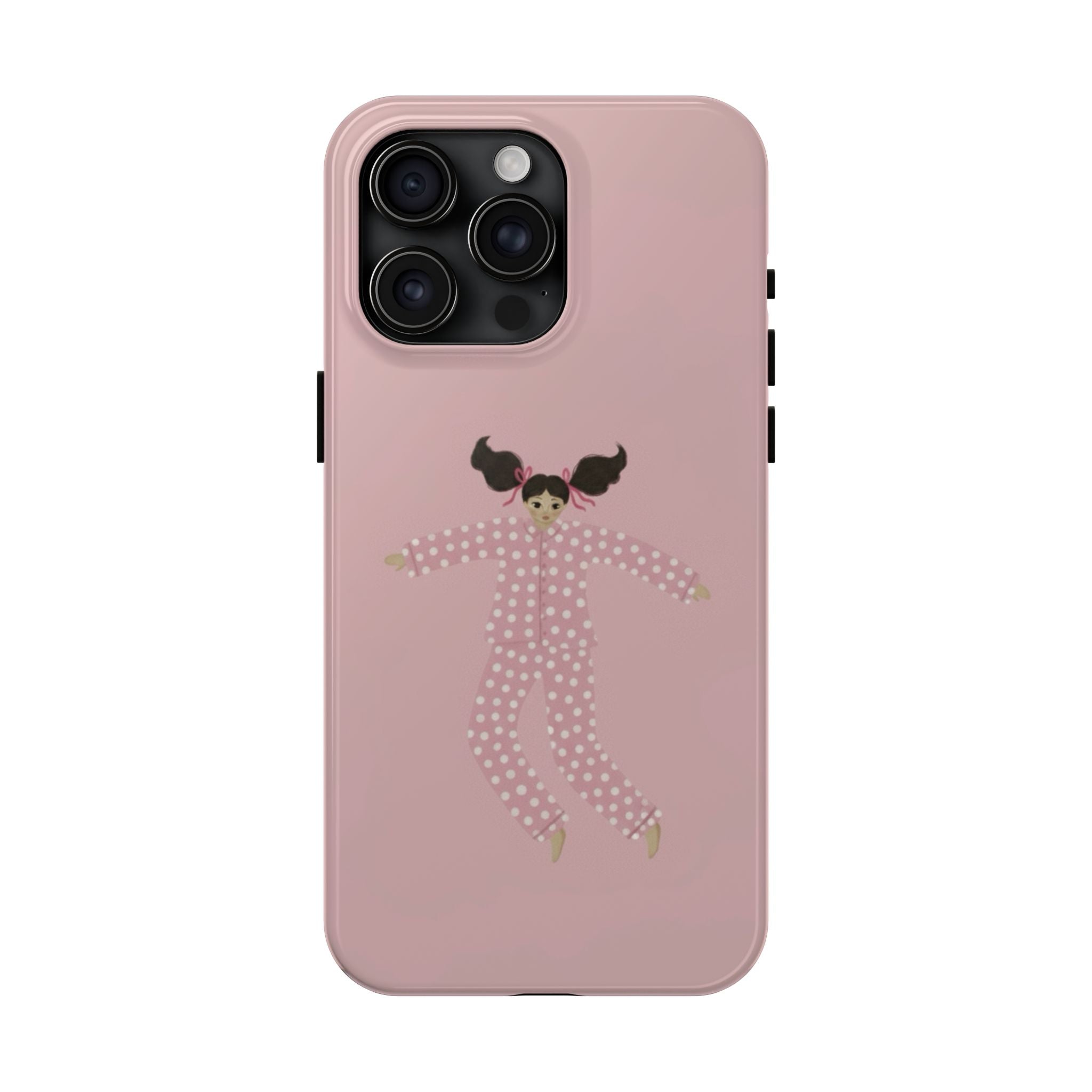Pink Girl Drawing Tough Phone Case, Cute Protective Cover, Stylish Phone Accessories, Customizable Phone Case, Trendy Cell Phone Case